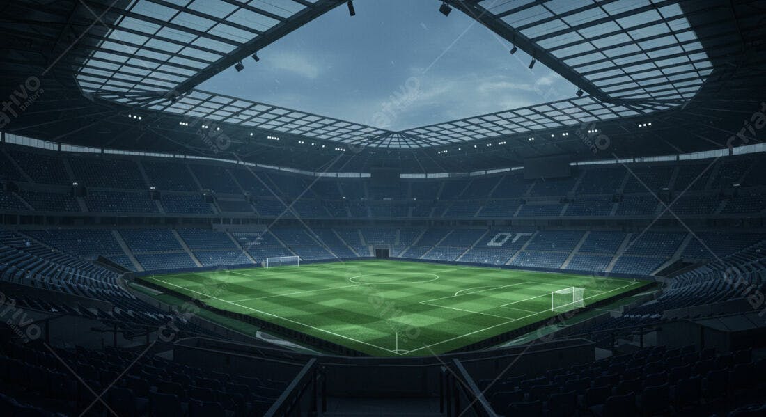 Estádio de futebol vazio à noite