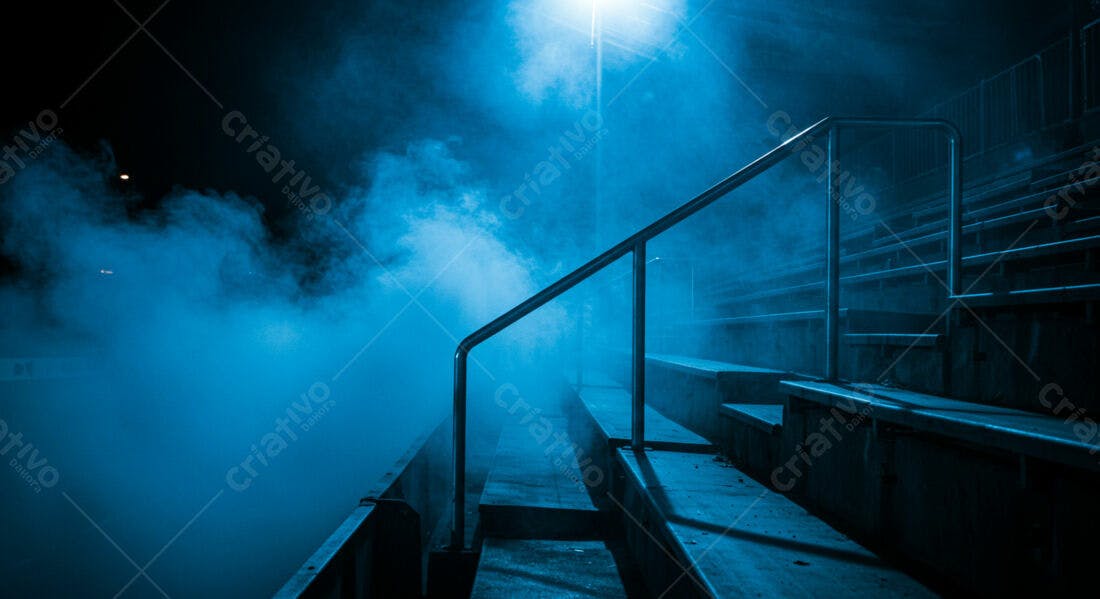 Escadas vazias em estádio noturno