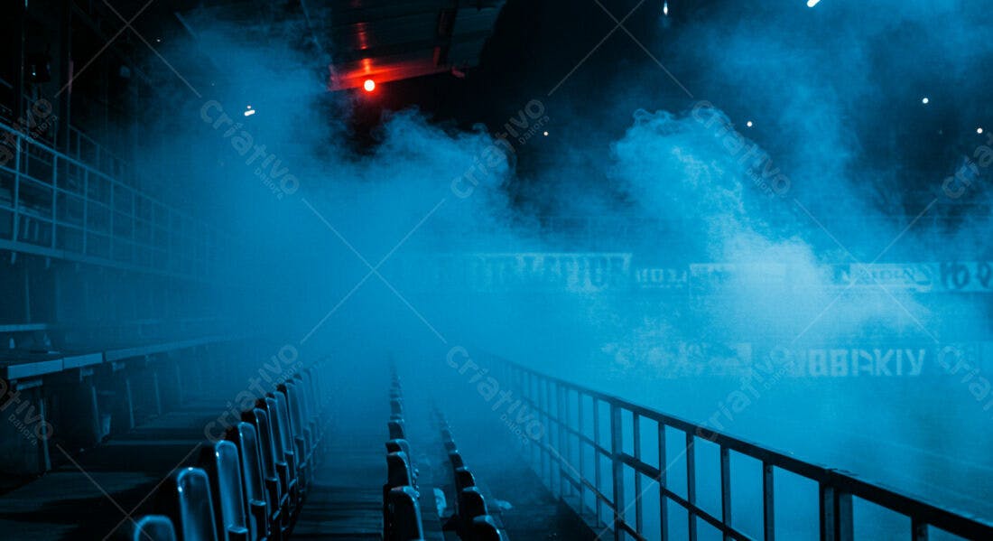 Estádio empoeirado azul noturno