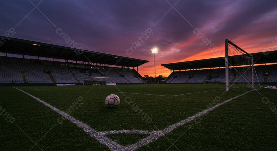Estádio de futebol ao pôr do sol