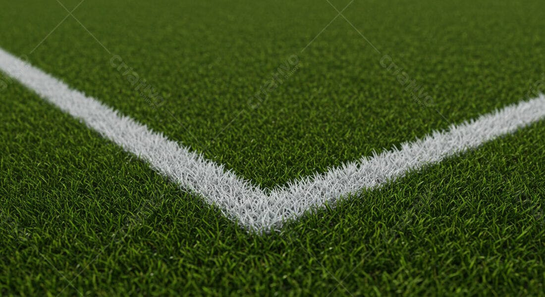 Gramado de futebol linha branca canto