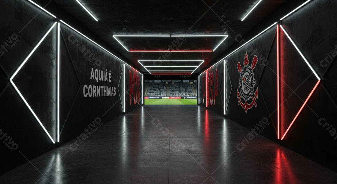 Túnel Corinthians iluminação neon