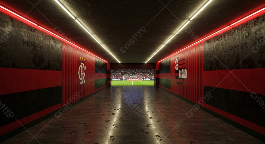 Túnel de acesso Flamengo estádio futebol