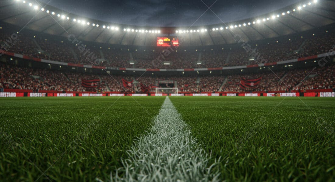 Campo de futebol noturno estádio lotado
