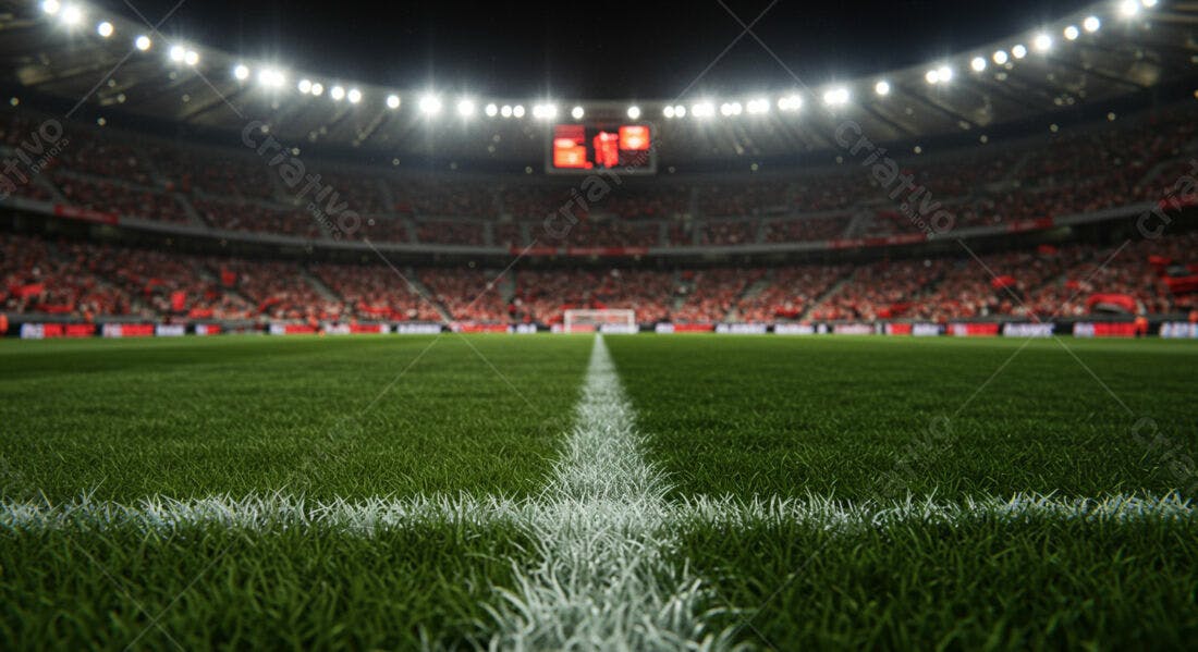 Campo de futebol iluminado à noite