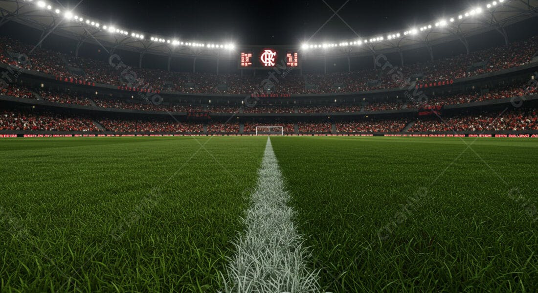 Estádio de futebol noturno lotado