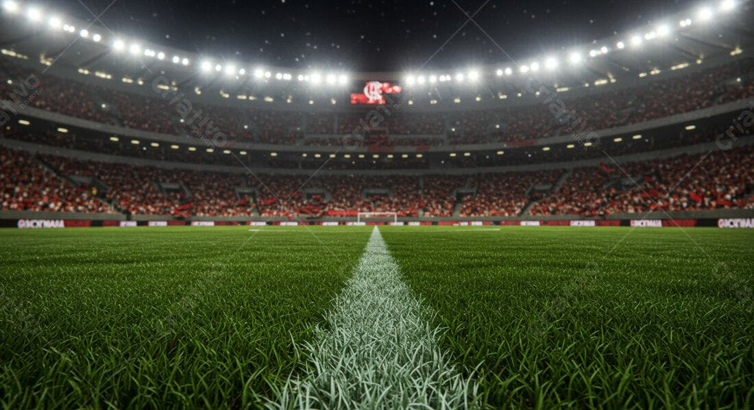 Campo de futebol noturno estádio lotado