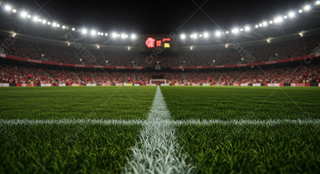 Campo de futebol noturno lotado