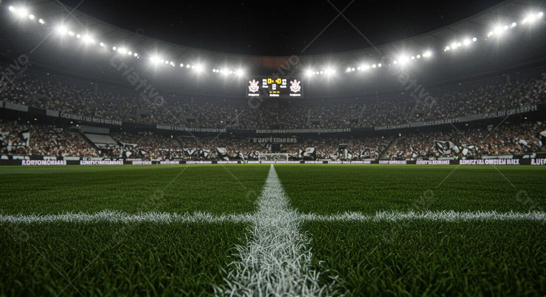Estádio de futebol noturno lotado