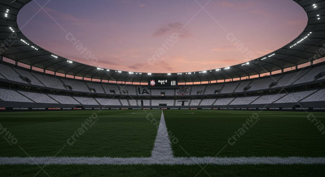 Estádio vazio ao entardecer