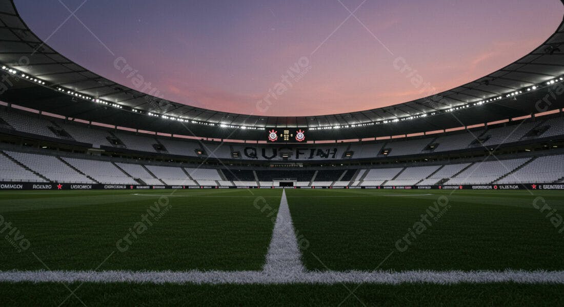 Estádio de futebol ao entardecer