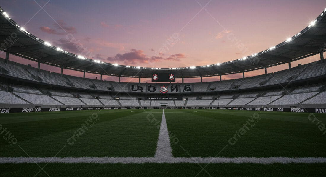 Estádio de futebol ao entardecer