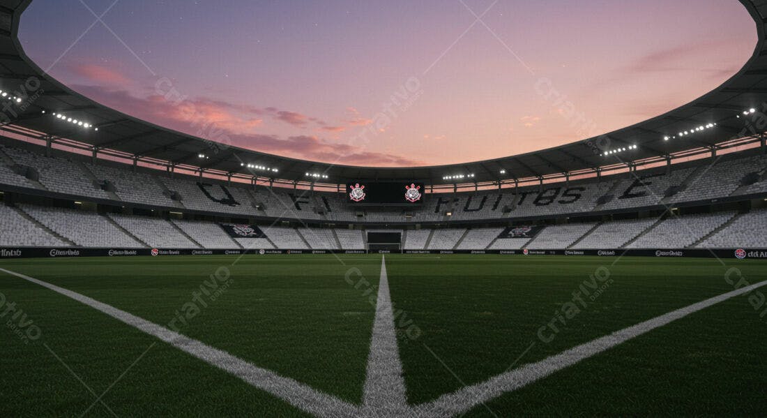 Estádio vazio ao entardecer