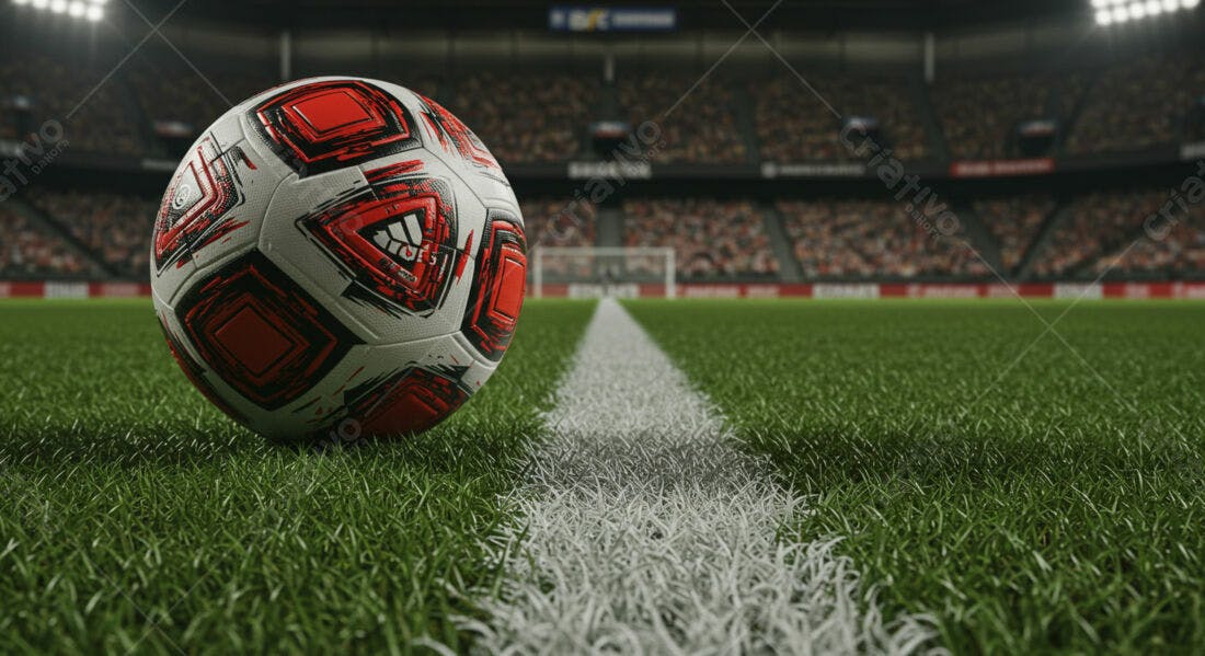 Bola de futebol em campo gramado estádio