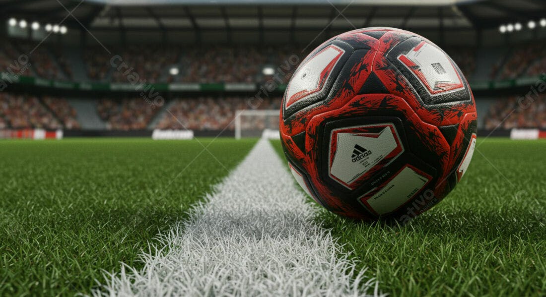 Bola de futebol Adidas em campo gramado