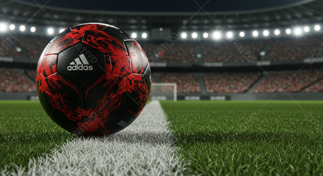 Bola de futebol Adidas em campo noturno