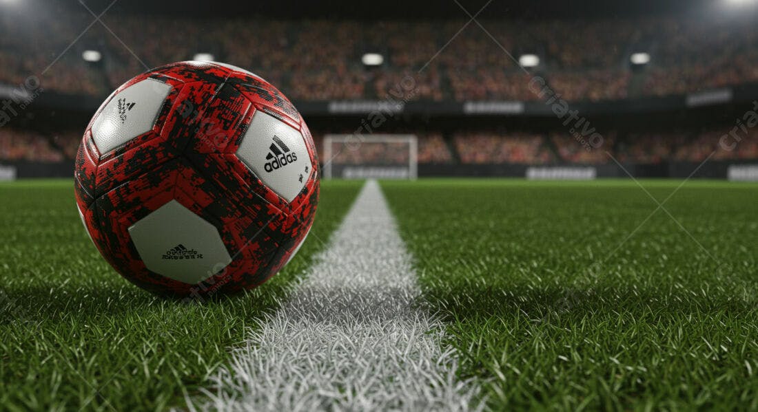 Bola de futebol Adidas em campo gramado