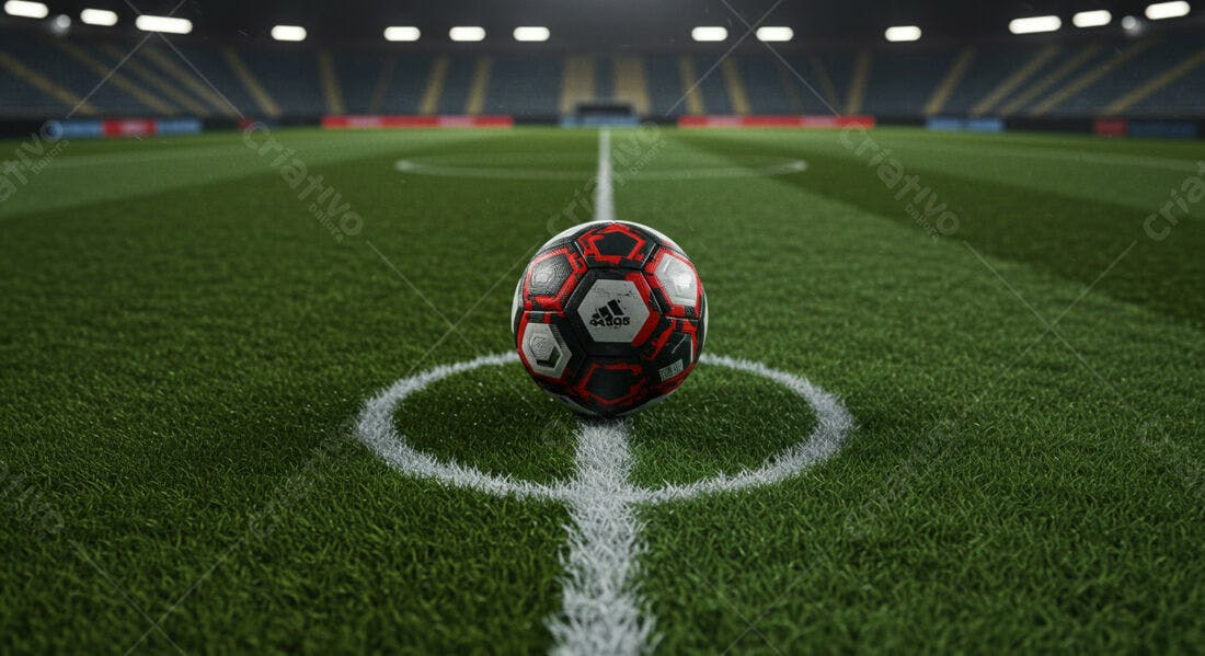 Bola de futebol Adidas em campo noturno