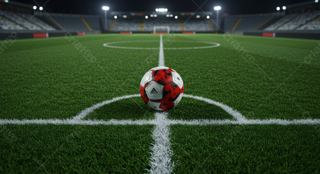 Bola de futebol Adidas em campo noturno