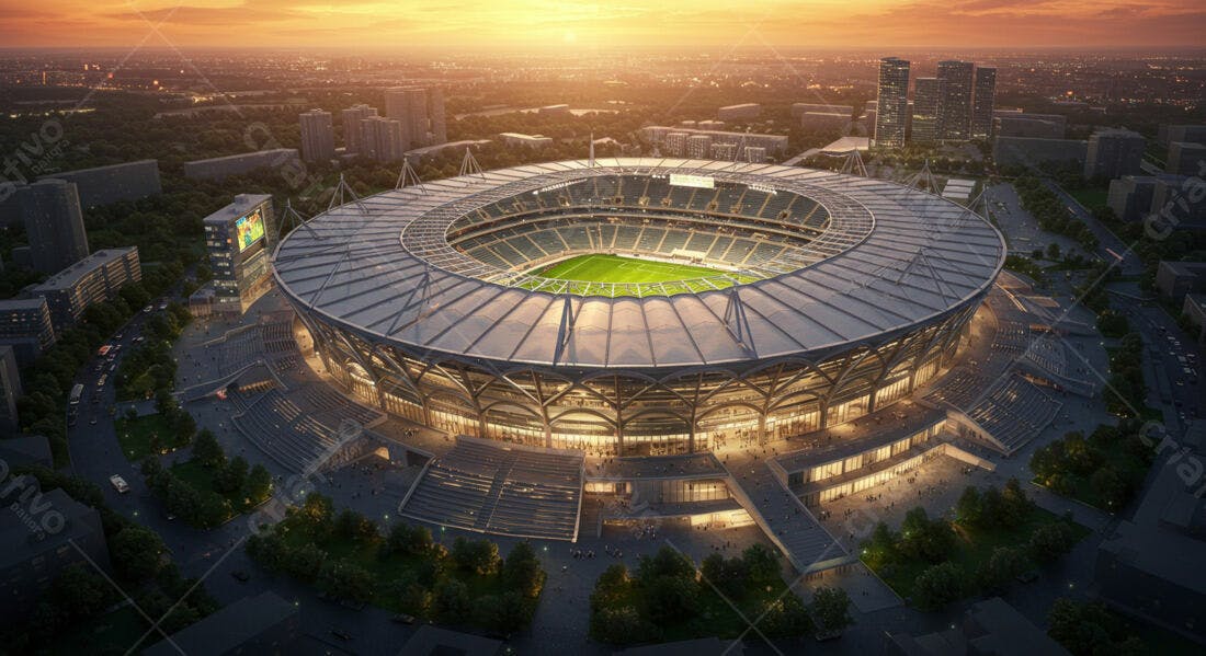 Estádio moderno ao entardecer
