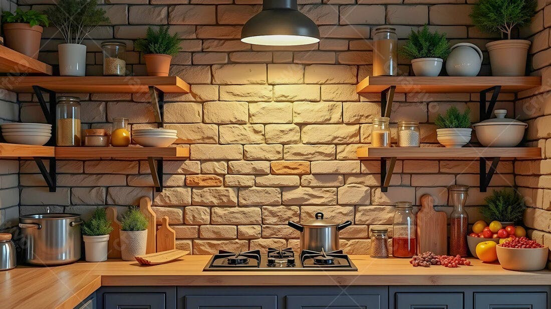 Textura Tijolo Bege para Fundo de Cozinha