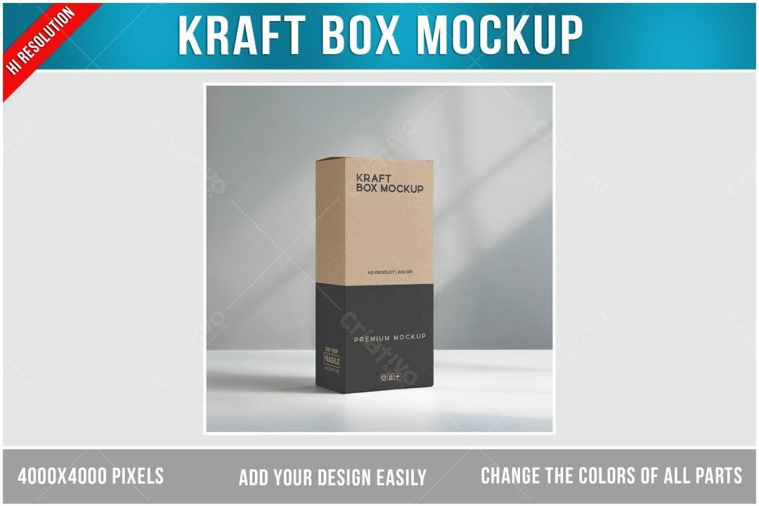 Mockup Caixa Kraft: Design Minimalista para Embalagem