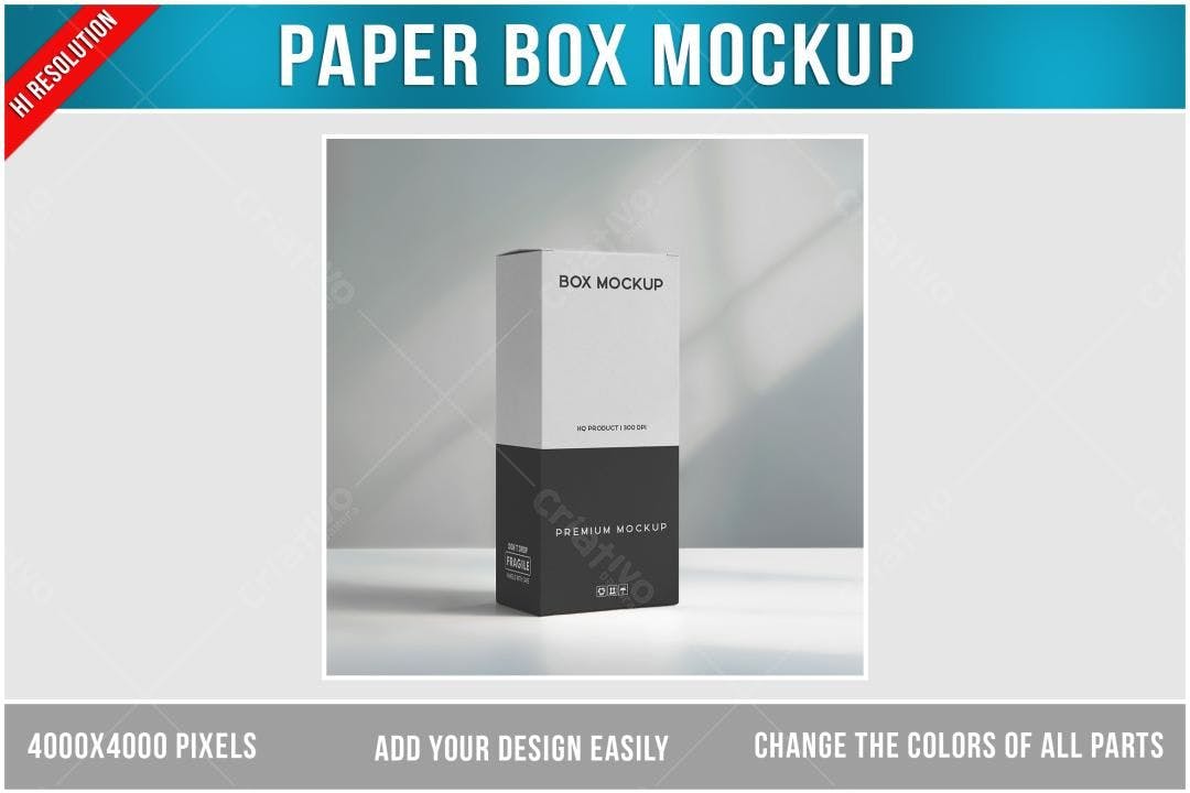 Mockup Caixa de Papel Minimalista: Preto e Branco