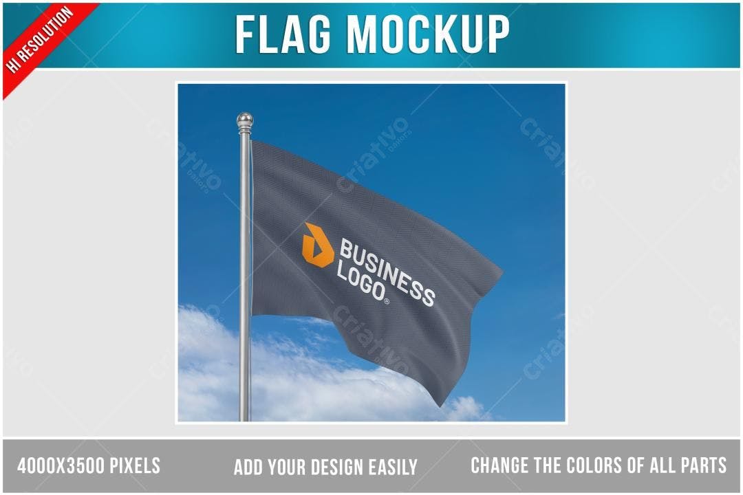 Mockup de Bandeira Cinza para Negócios