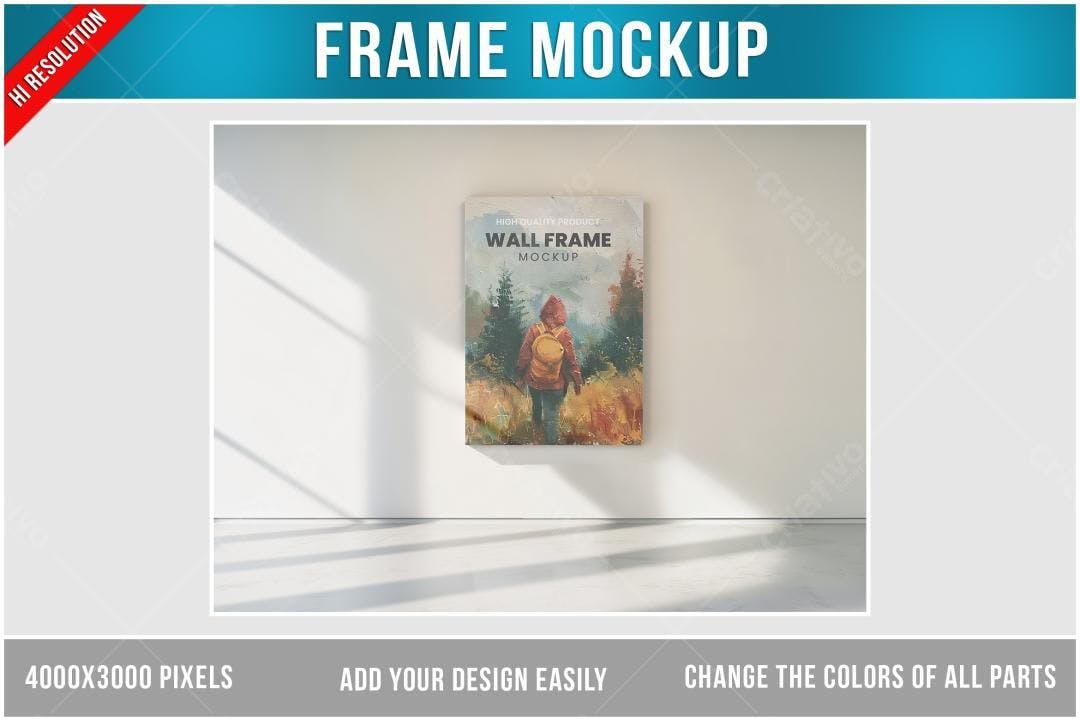 Mockup Realista de Quadro na Parede - Estilo Moderno