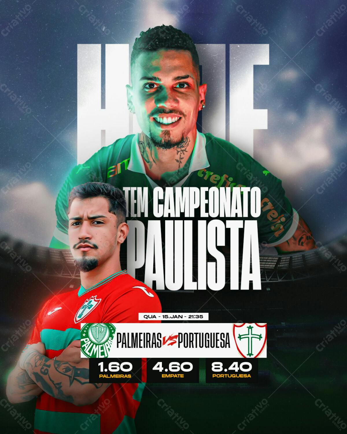 Flyer Campeonato Paulista Palmeiras x Portuguesa PSD Editável