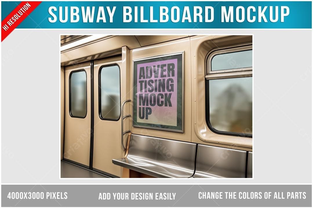 Mockup Realista de Anúncio em Metrô
