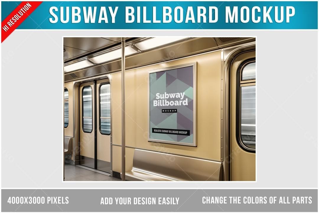 Mockup Realista de Anúncio em Metrô