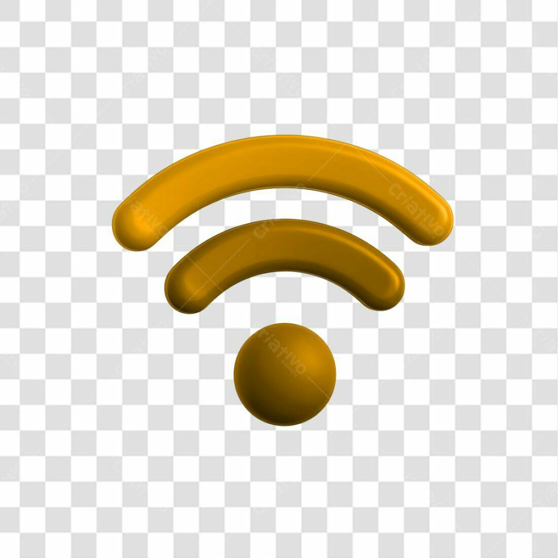 Icone Wifi Dourado PNG com fundo transparente