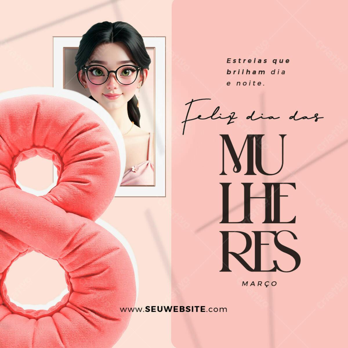 Post para o Dia Internacional da Mulher PSD Editável