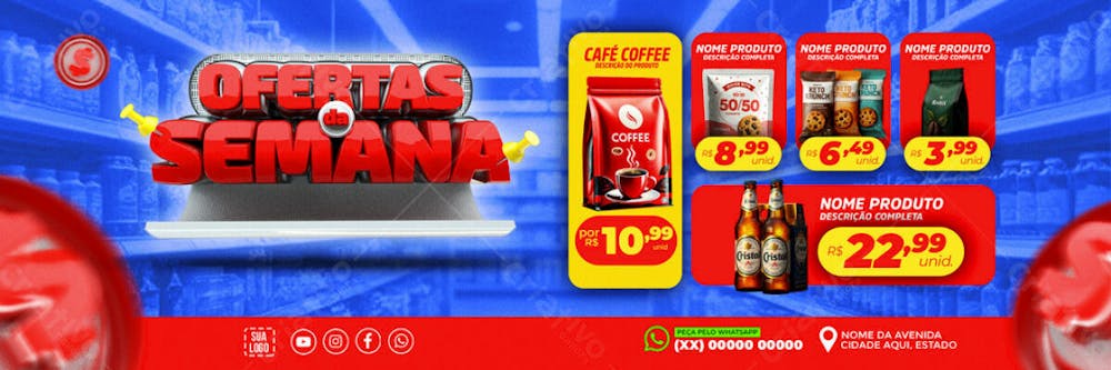 ENCARTE OFERTAS DA SEMANA SUPERMERCADO REDES SOCIAIS