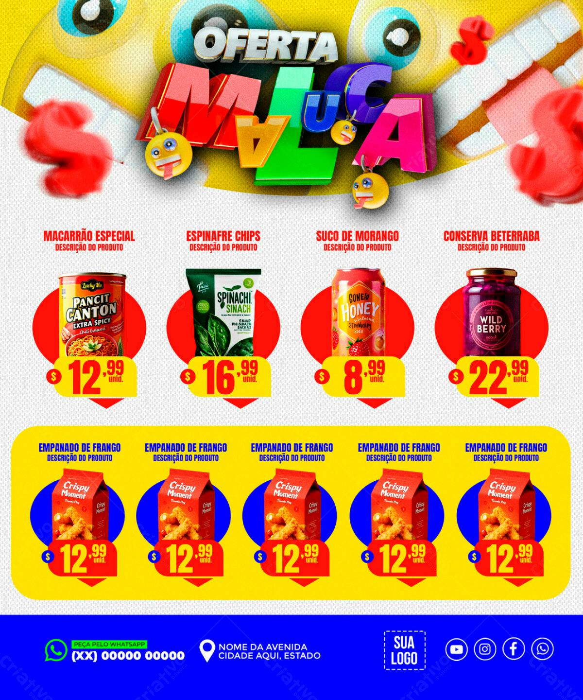 Flyer Oferta Maluca de Produtos PSD Editável