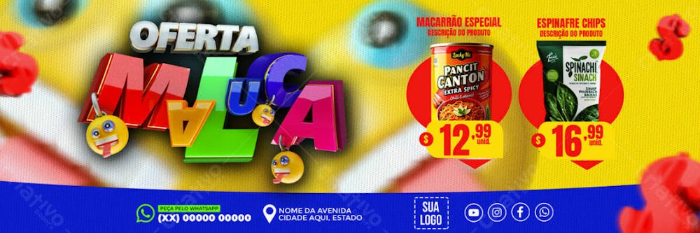 BANNER OFERTA MALUCA SUPERMERCADO REDES SOCIAIS