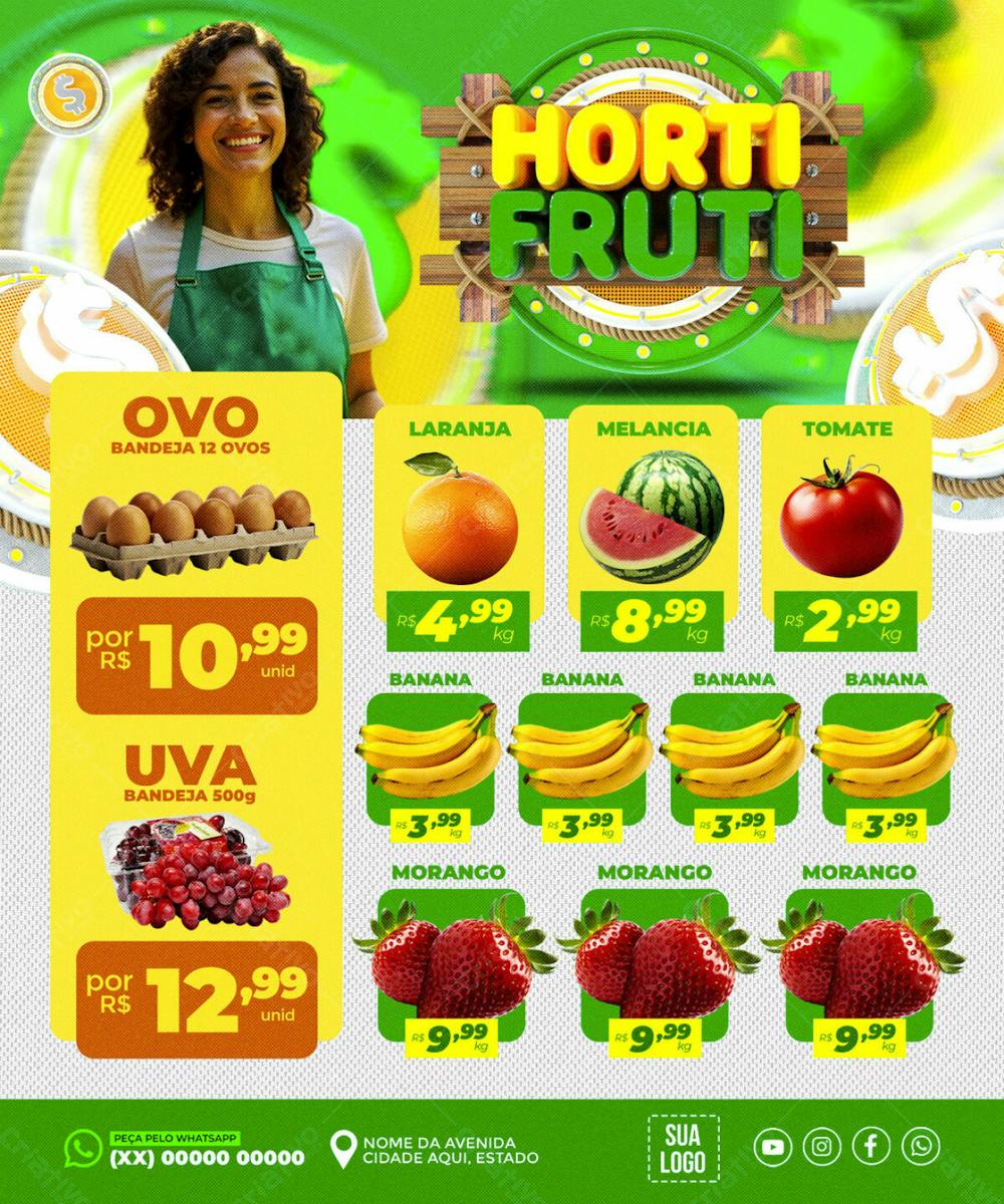 ENCARTE HORTIFRUTI SUPERMERCADO REDES SOCIAIS