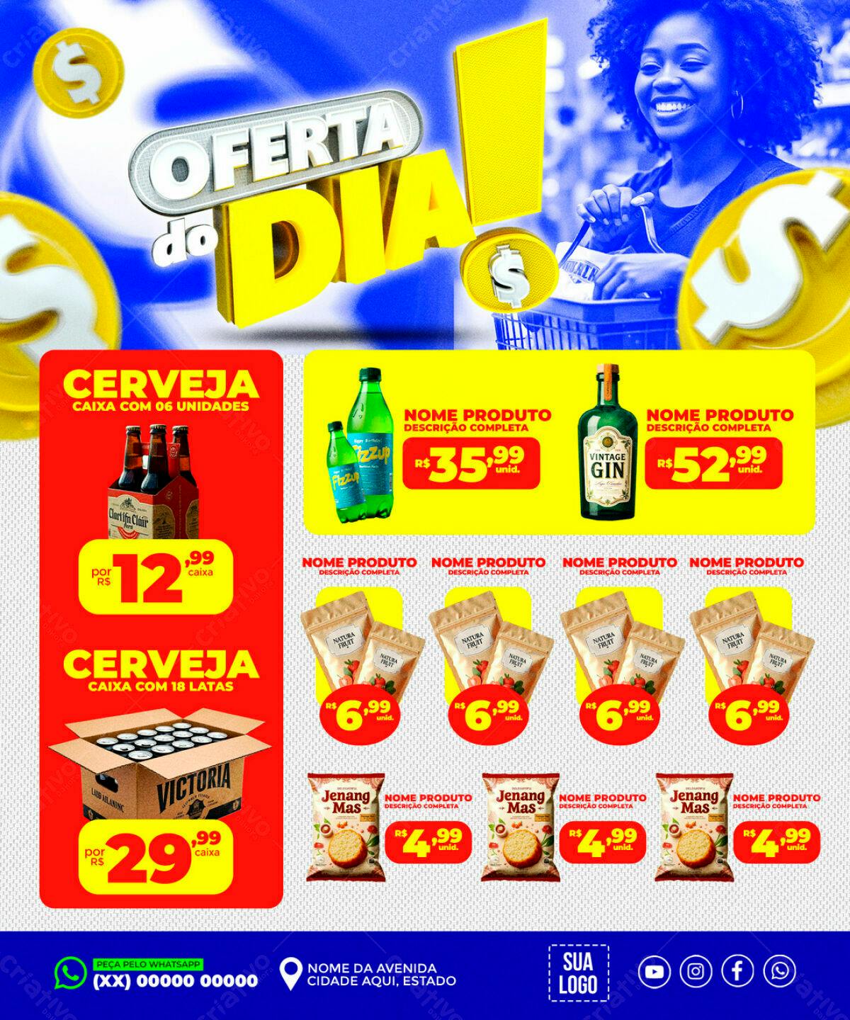 Flyer Oferta do Dia Supermercado PSD Editável