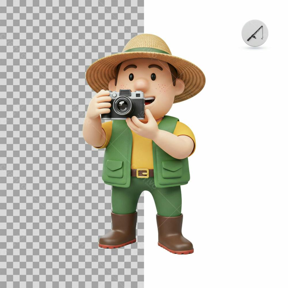 Personagem 3D Pescador Psd Editavel 3