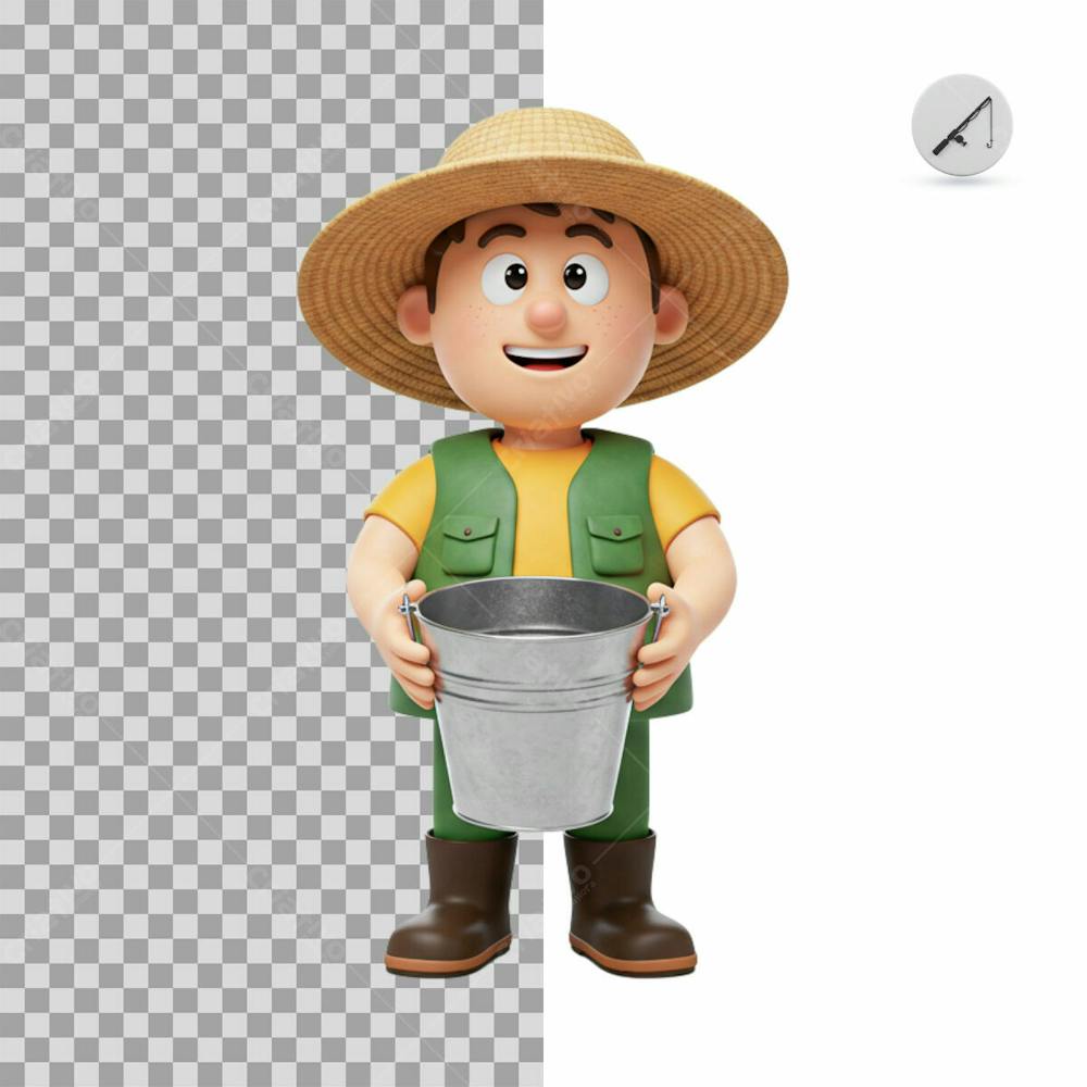 Personagem 3D Pescador Psd Editavel 5