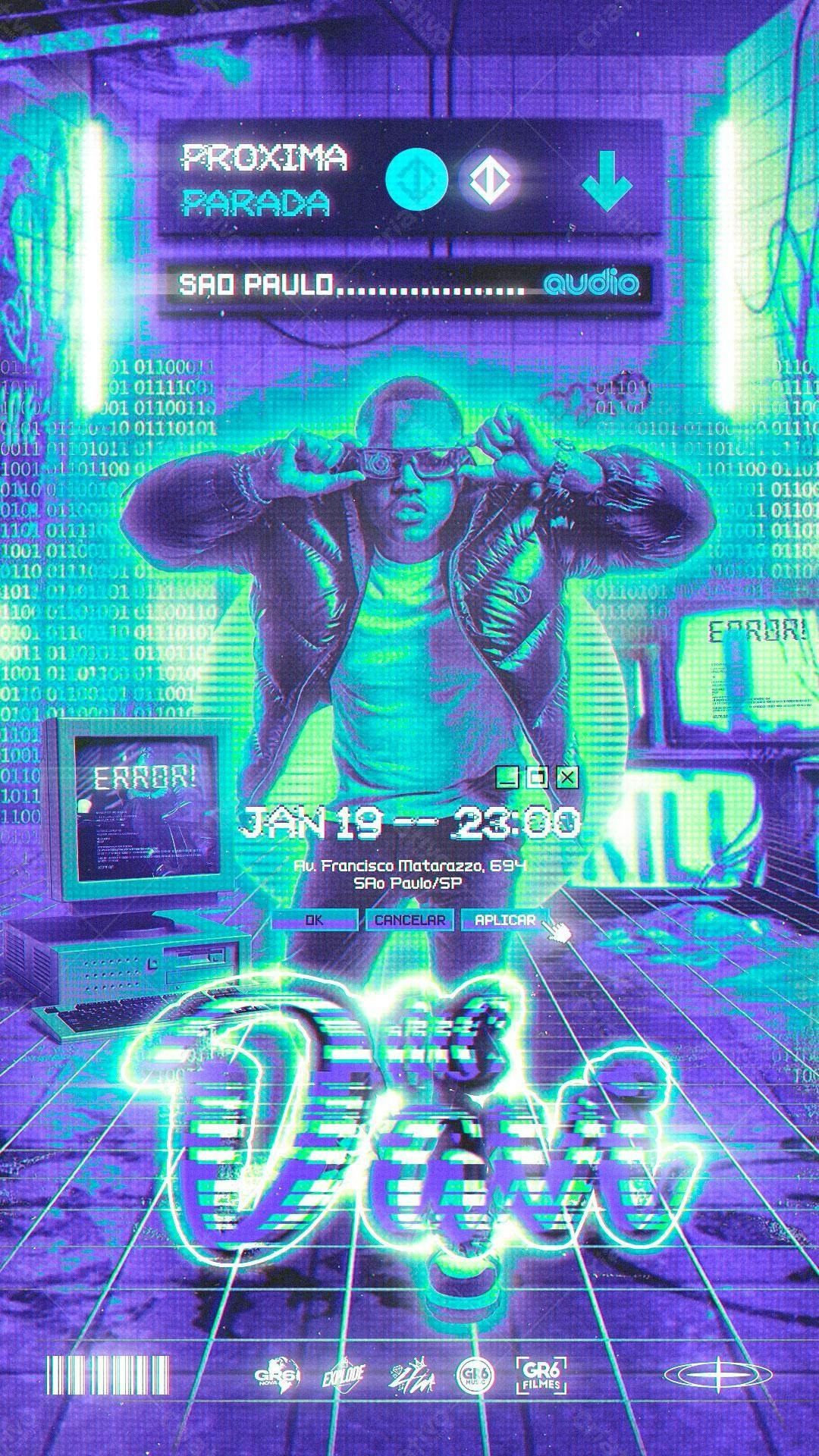 Flyer Festa Eletrônica em São Paulo PSD Editável
