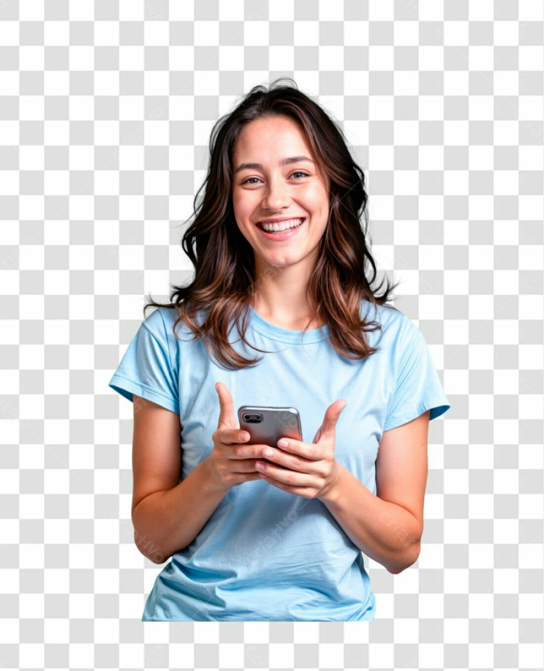 Imagem PNG com fundo transparente Mulher usando celular