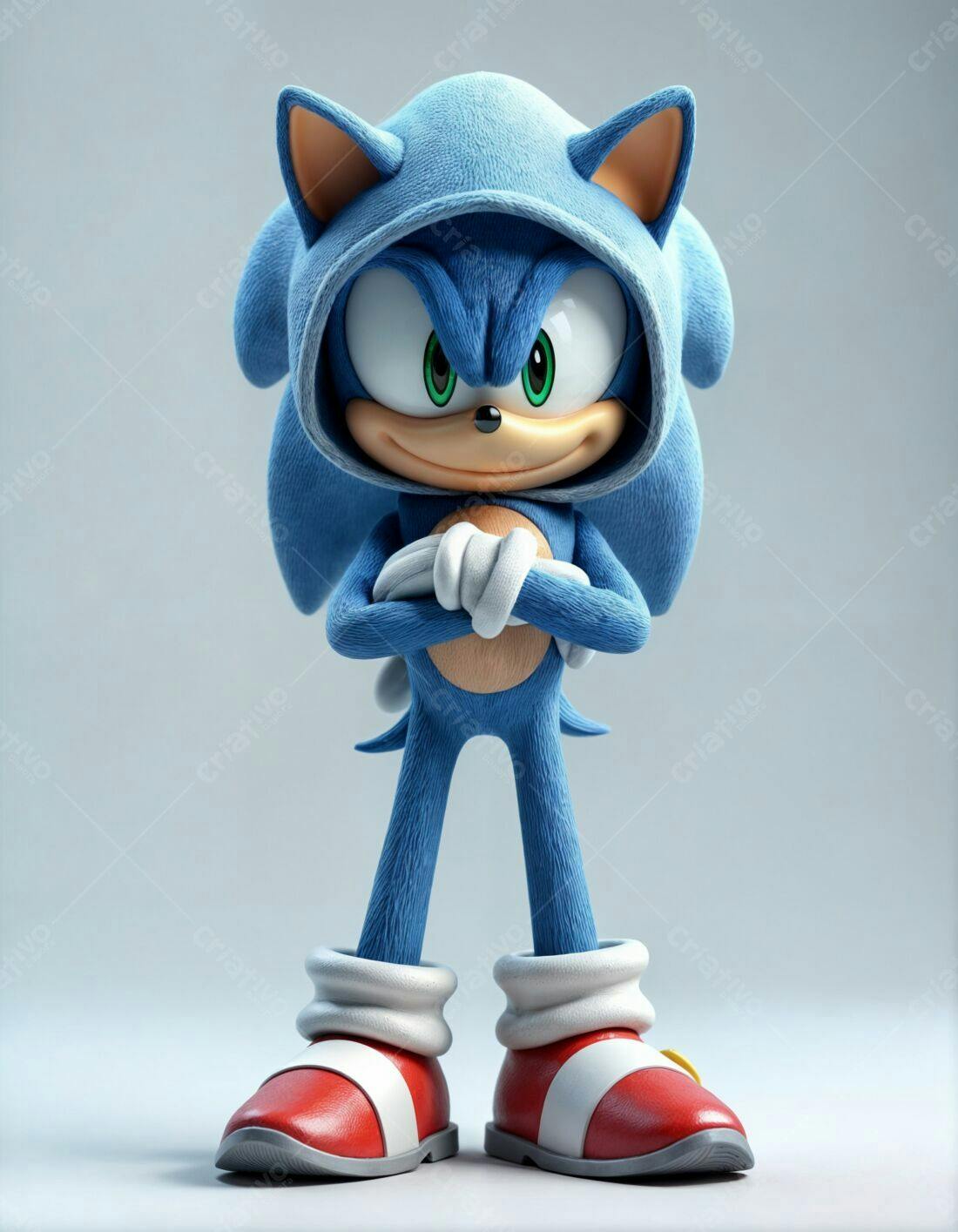 Sonic com capuz azul estilo 3D