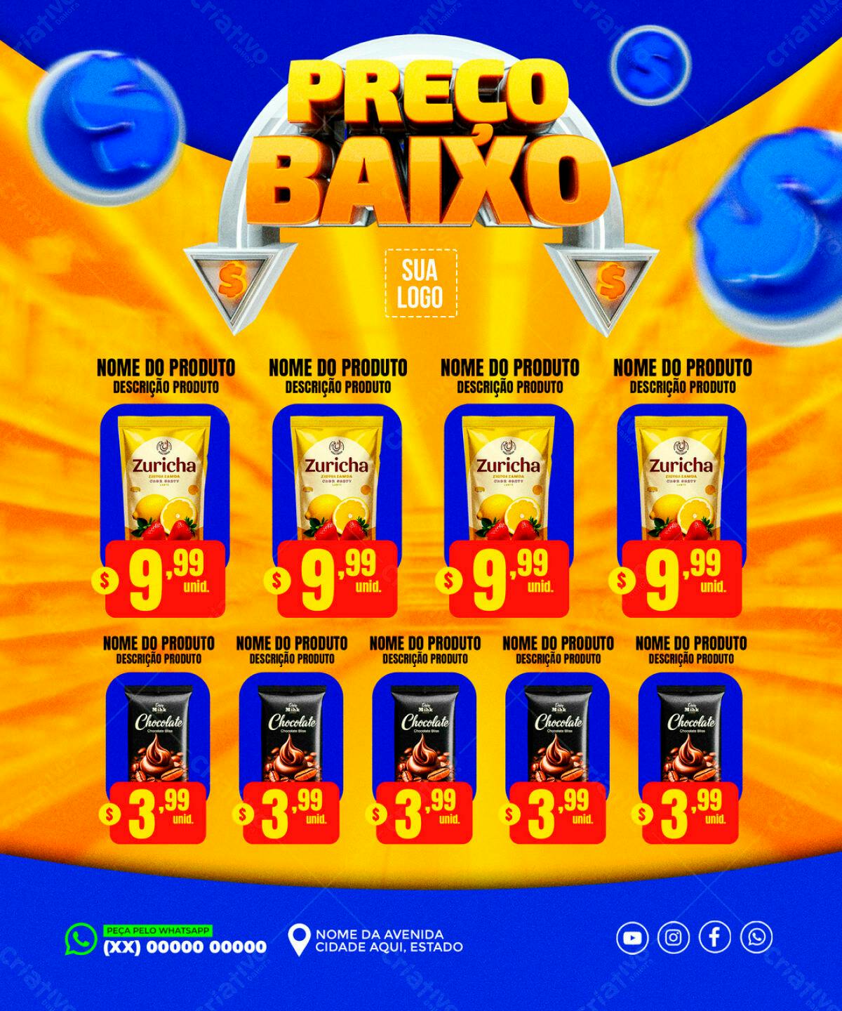 Flyer Preço Baixo PSD Editável