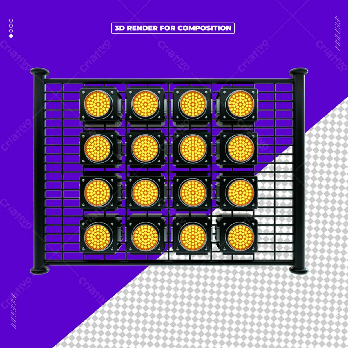 Painel de Luzes LED Amarelas PSD Editável