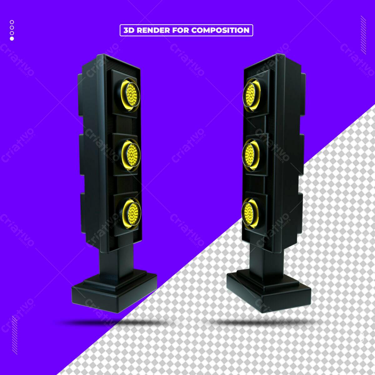 Modelo 3D de Semáforo PSD Editável