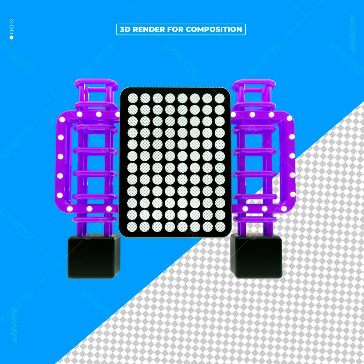 Mockup Iluminação Neon Roxo PSD Editável
