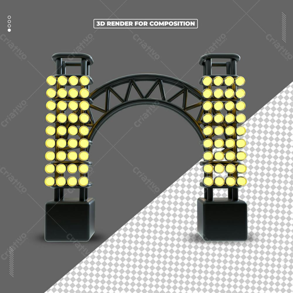 Estrutura 3D Refletor de Luzes para Redes Sociais