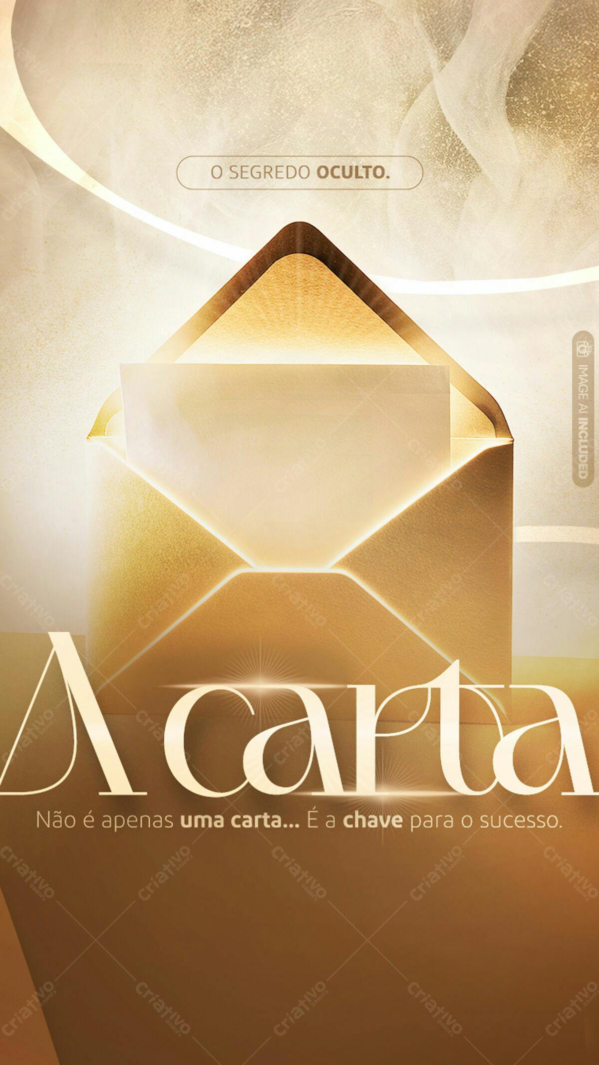 Flyer Misterioso com Envelope Dourado PSD Editável